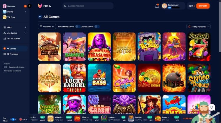 Nika Casino Spelaanbod