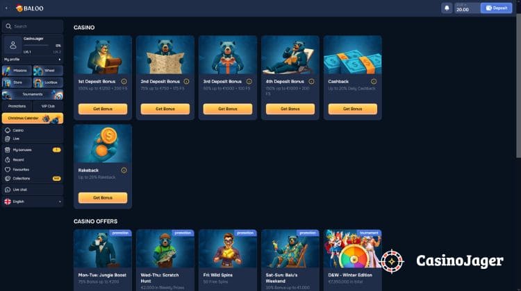 Baloo.bet Promoties en Bonussen