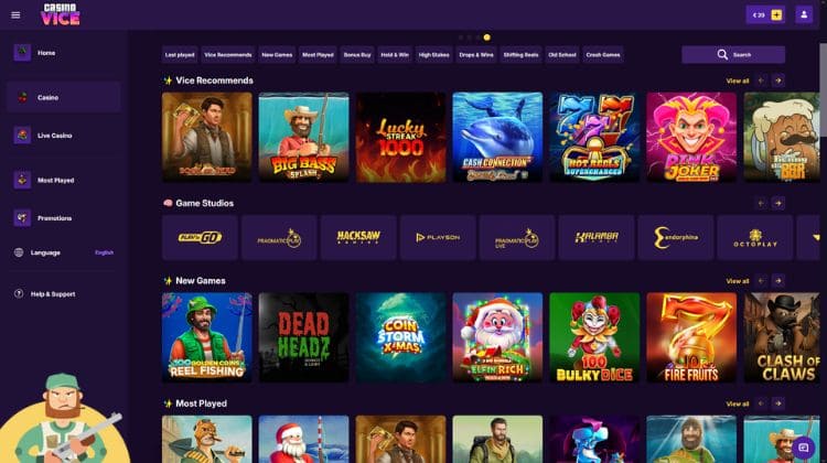 Casino Vice Spelaanbod