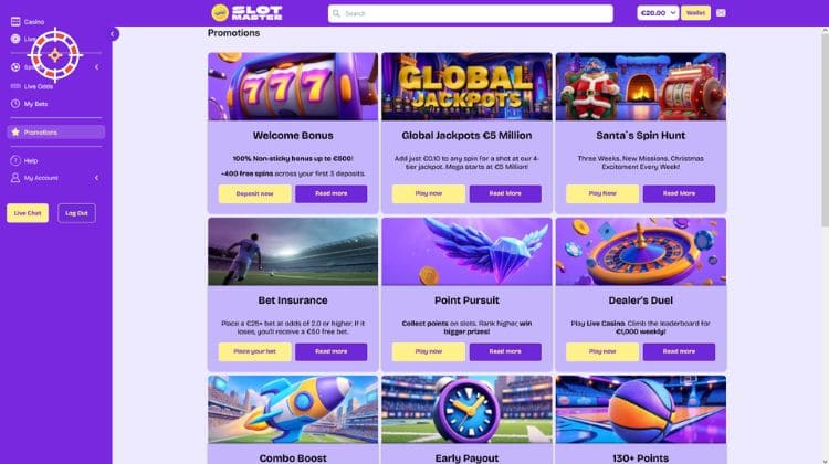 Slotmaster Promoties en Bonussen