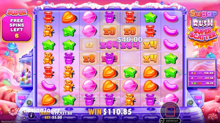Sugar Rush Super Scatter Free Spins Bonus