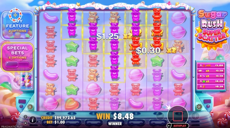 Sugar Rush Super Scatter Multiplier Spots Win