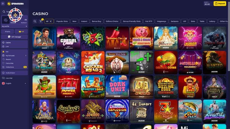 Spinorhino Casino Spelaanbod