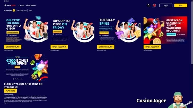 TradaCasino Promoties en Bonussen