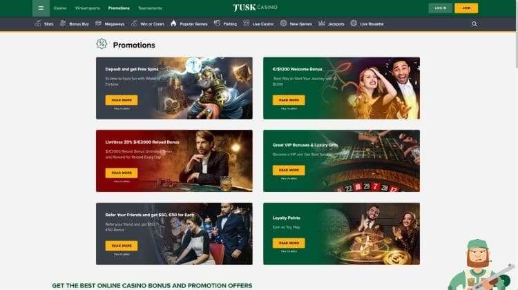 TuskCasino Promoties en Bonussen