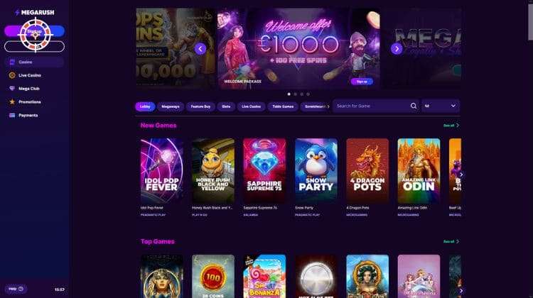 MegaRush Casino Spelaanbod