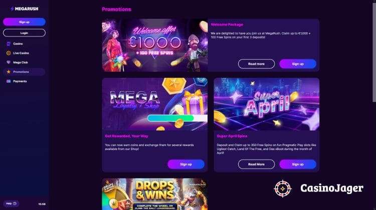 MegaRush Promoties en Bonussen
