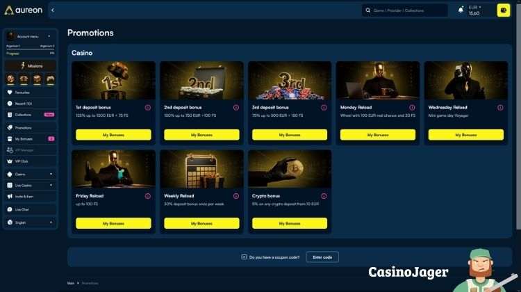 Aureonplay Promoties en Bonussen