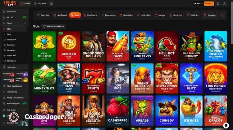 HadesBet Casino Spelaanbod