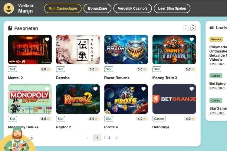 CasinoJager Ledengedeelte Favorieten
