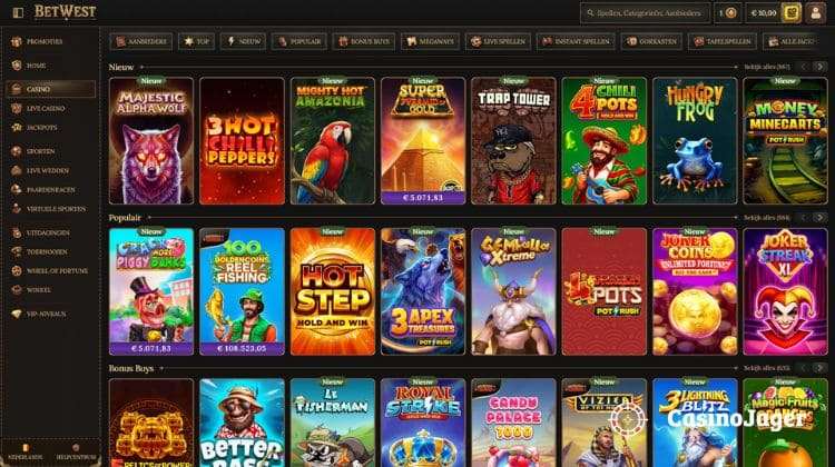 BetWest Casino Spelaanbod