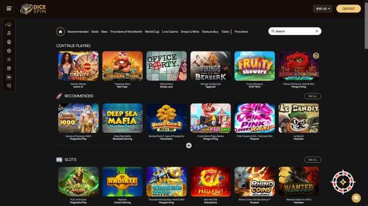 DiceSpin Casino Spelaanbod