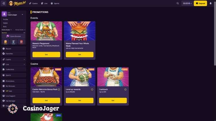 Mama.bet Promoties en Bonussen