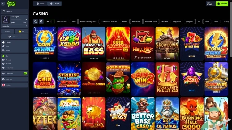 LuckyBoom Casino Spelaanbod
