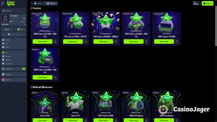 LuckyBoom Promoties en Bonussen